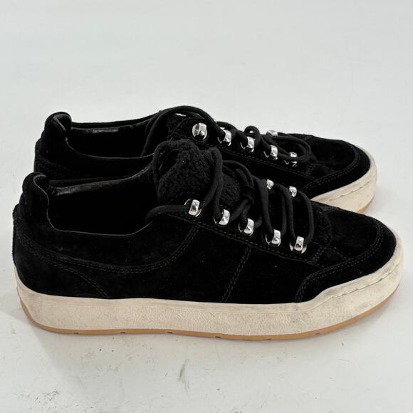 Marc Fisher Maite Platform Sneakers 7 NWOT Black Suede Leather Shearling Comfort - Picture 6 of 9